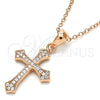 Sterling Silver Pendant Necklace, Cross Design, with White Cubic Zirconia, Polished, Rose Gold Finish, 04.336.0120.1.16 (02 MM Thickness, 18 Inches Length)
