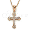 Sterling Silver Pendant Necklace, Cross Design, with White Cubic Zirconia, Polished, Rose Gold Finish, 04.336.0120.1.16 (02 MM Thickness, 18 Inches Length)