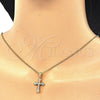 Sterling Silver Pendant Necklace, Cross Design, with White Cubic Zirconia, Polished, Golden Finish, 04.336.0120.2.16 (02 MM Thickness, 16 Inches Length)