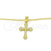 Sterling Silver Pendant Necklace, Cross Design, with White Cubic Zirconia, Polished, Golden Finish, 04.336.0120.2.16 (02 MM Thickness, 16 Inches Length)
