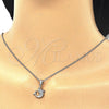 Sterling Silver Pendant Necklace, Dolphin Design, with White and Black Cubic Zirconia, Polished, Rhodium Finish, 04.336.0121.16 (02 MM Thickness, 16 Inches Length)