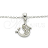 Sterling Silver Pendant Necklace, Dolphin Design, with White and Black Cubic Zirconia, Polished, Rhodium Finish, 04.336.0121.16 (02 MM Thickness, 16 Inches Length)
