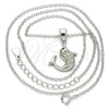 Sterling Silver Pendant Necklace, Dolphin Design, with White and Black Cubic Zirconia, Polished, Rhodium Finish, 04.336.0121.16 (02 MM Thickness, 16 Inches Length)