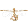 Sterling Silver Pendant Necklace, Dolphin Design, with White and Black Cubic Zirconia, Polished, Rose Gold Finish, 04.336.0121.1.16 (02 MM Thickness, 16 Inches Length)