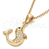 Sterling Silver Pendant Necklace, Dolphin Design, with White and Black Cubic Zirconia, Polished, Rose Gold for wholesale, additional product view 5