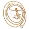 Sterling Silver Pendant Necklace, Dolphin Design, with White and Black Cubic Zirconia, Polished, Rose Gold for wholesale, additional product view 6