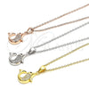 Sterling Silver Pendant Necklace, Dolphin Design, with White and Black Cubic Zirconia, Polished, Rose Gold for wholesale, additional product view 7