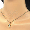 Sterling Silver Pendant Necklace, Dolphin Design, with White and Black Cubic Zirconia, Polished, Golden Finish, 04.336.0121.2.16 (02 MM Thickness, 16 Inches Length)