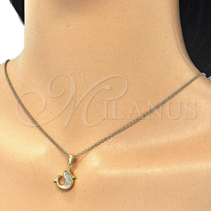 Sterling Silver Necklace — Pendant Necklace Dolphin Design with White and Black — main product view — SKU 125858 | Plata 925 collar — Pendant Necklace Dolphin diseño with blanco and negro — SKU 125858