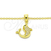 Sterling Silver Pendant Necklace, Dolphin Design, with White and Black Cubic Zirconia, Polished, Golden Finish, 04.336.0121.2.16 (02 MM Thickness, 16 Inches Length)