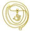 Sterling Silver Pendant Necklace, Dolphin Design, with White and Black Cubic Zirconia, Polished, Golden Finish, 04.336.0121.2.16 (02 MM Thickness, 16 Inches Length)