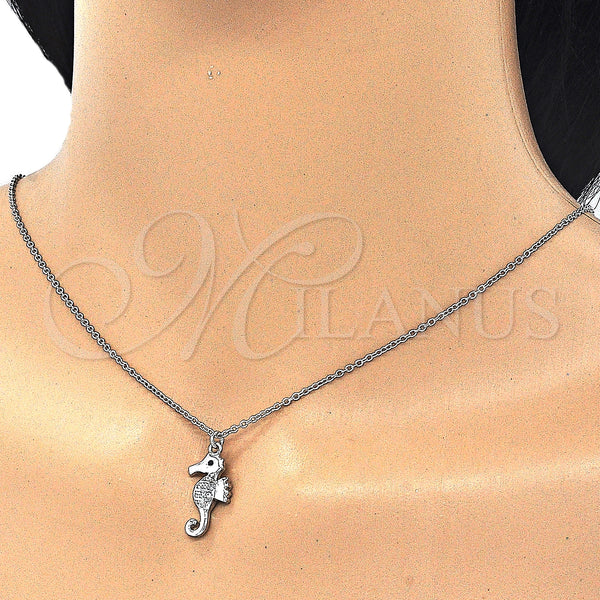 Sterling Silver Necklace — Pendant Necklace with White and Black Cubic Zirconia — main product view — SKU 125859 | Plata 925 collar — Pendant Necklace with blanco and negro Cubic Zirconia — SKU 125859