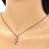 Sterling Silver Pendant Necklace, with White and Black Cubic Zirconia, Polished, Rose Gold Finish, 04.336.0122.1.16 (02 MM Thickness, 16 Inches Length)