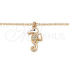 Sterling Silver Pendant Necklace, with White and Black Cubic Zirconia, Polished, Rose Gold Finish, 04.336.0122.1.16 (02 MM Thickness, 16 Inches Length)