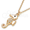 Sterling Silver Pendant Necklace, with White and Black Cubic Zirconia, Polished, Rose Gold Finish, 04.336.0122.1.16 (02 MM Thickness, 16 Inches Length)