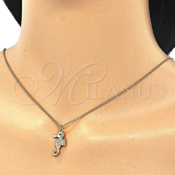 Sterling Silver Necklace — Pendant Necklace with White and Black Cubic Zirconia — main product view — SKU 125861 | Plata 925 collar — Pendant Necklace with blanco and negro Cubic Zirconia — SKU 125861
