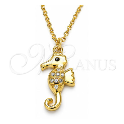 Sterling Silver Pendant Necklace, with White and Black Cubic Zirconia, Polished, Golden Finish, 04.336.0122.2.16 (02 MM Thickness, 16 Inches Length)