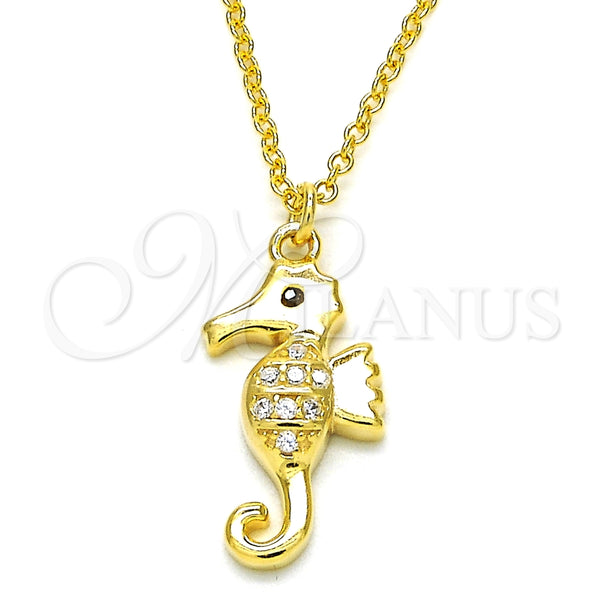 Sterling Silver Pendant Necklace, with White and Black Cubic Zirconia, Polished, Golden Finish, 04.336.0122.2.16 (02 MM Thickness, 16 Inches Length)