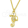 Sterling Silver Pendant Necklace, with White and Black Cubic Zirconia, Polished, Golden Finish, 04.336.0122.2.16 (02 MM Thickness, 16 Inches Length)