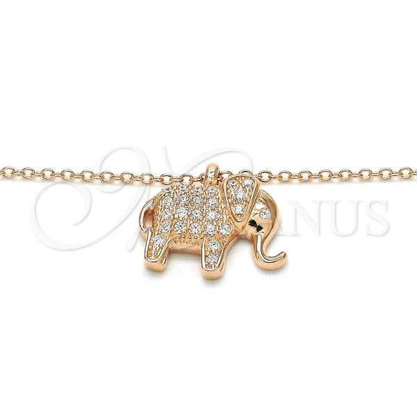 Sterling Silver Necklace — Pendant Necklace Elephant Design with White Cubic Zirconia — alternate product view — SKU 125863 | Plata 925 collar — Pendant Necklace Elephant diseño with blanco Cubic Zirconia — SKU 125863