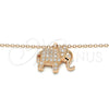 Sterling Silver Pendant Necklace, Elephant Design, with White Cubic Zirconia, Polished, Rose Gold Finish, 04.336.0123.1.16 (02 MM Thickness, 16 Inches Length)