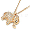 Sterling Silver Pendant Necklace, Elephant Design, with White Cubic Zirconia, Polished, Rose Gold Finish, 04.336.0123.1.16 (02 MM Thickness, 16 Inches Length)