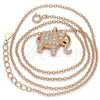 Sterling Silver Pendant Necklace, Elephant Design, with White Cubic Zirconia, Polished, Rose Gold Finish, 04.336.0123.1.16 (02 MM Thickness, 16 Inches Length)
