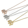 Sterling Silver Pendant Necklace, Elephant Design, with White Cubic Zirconia, Polished, Rose Gold Finish, 04.336.0123.1.16 (02 MM Thickness, 16 Inches Length)