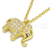 Sterling Silver Pendant Necklace, Elephant Design, with White Cubic Zirconia, Polished, Golden Finish, 04.336.0123.2.16 (02 MM Thickness, 16 Inches Length)