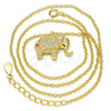 Sterling Silver Pendant Necklace, Elephant Design, with White Cubic Zirconia, Polished, Golden Finish, 04.336.0123.2.16 (02 MM Thickness, 16 Inches Length)