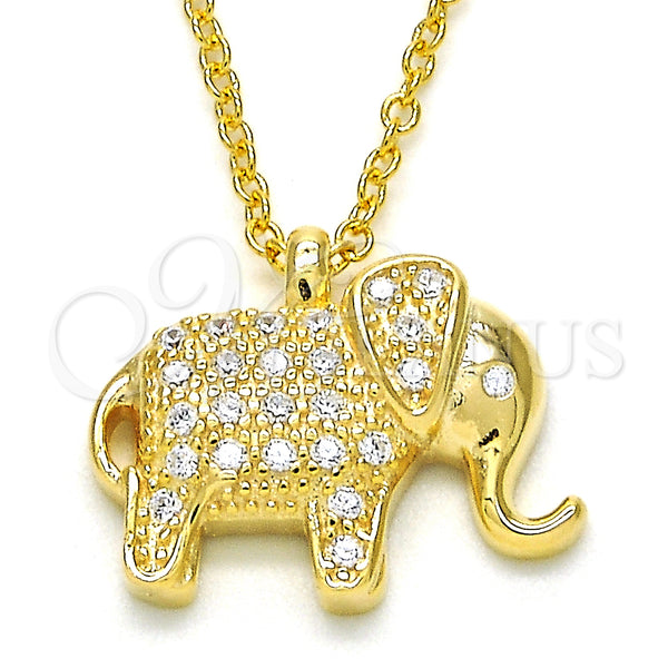 Sterling Silver Necklace — Pendant Necklace Elephant Design with White Cubic Zirconia — main product view — SKU 125864 | Plata 925 collar — Pendant Necklace Elephant diseño with blanco Cubic Zirconia — SKU 125864