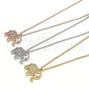 Sterling Silver Pendant Necklace, Elephant Design, with White Cubic Zirconia, Polished, Golden Finish, 04.336.0123.2.16 (02 MM Thickness, 16 Inches Length)