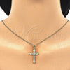 Sterling Silver Pendant Necklace, Cross Design, with White Cubic Zirconia, Polished, Golden Finish, 04.336.0124.2.16 (01 MM Thickness, 16 Inches Length)