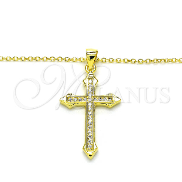 Sterling Silver Necklace — Pendant Necklace Cross Design with White Cubic Zirconia — alternate product view — SKU 125867 | Plata 925 collar — Pendant Necklace cruz diseño with blanco Cubic Zirconia — SKU 125867