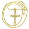 Sterling Silver Pendant Necklace, Cross Design, with White Cubic Zirconia, Polished, Golden Finish, 04.336.0124.2.16 (01 MM Thickness, 16 Inches Length)