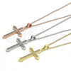 Sterling Silver Pendant Necklace, Cross Design, with White Cubic Zirconia, Polished, Golden Finish, 04.336.0124.2.16 (01 MM Thickness, 16 Inches Length)