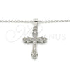 Sterling Silver Pendant Necklace, Cross Design, with White Micro Pave, Polished, Rhodium Finish, 04.336.0125.16 (01 MM Thickness, 16 Inches Length)