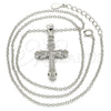Sterling Silver Pendant Necklace, Cross Design, with White Micro Pave, Polished, Rhodium Finish, 04.336.0125.16 (01 MM Thickness, 16 Inches Length)