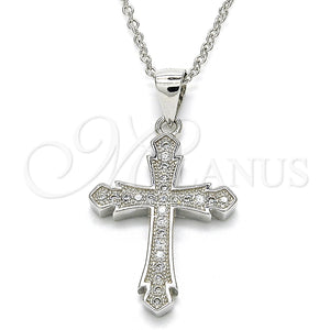 Sterling Silver Necklace — Pendant Necklace Cross Design with White Micro Pave — main product view — SKU 125868 | Plata 925 collar — Pendant Necklace cruz diseño with blanco Micro Pave — SKU 125868