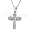 Sterling Silver Pendant Necklace, Cross Design, with White Micro Pave, Polished, Rhodium Finish, 04.336.0125.16 (01 MM Thickness, 16 Inches Length)