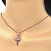 Sterling Silver Pendant Necklace, Cross Design, with White Micro Pave, Polished, Rose Gold Finish, 04.336.0125.1.16 (01 MM Thickness, 16 Inches Length)