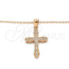 Sterling Silver Pendant Necklace, Cross Design, with White Micro Pave, Polished, Rose Gold Finish, 04.336.0125.1.16 (01 MM Thickness, 16 Inches Length)