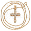Sterling Silver Pendant Necklace, Cross Design, with White Micro Pave, Polished, Rose Gold Finish, 04.336.0125.1.16 (01 MM Thickness, 16 Inches Length)