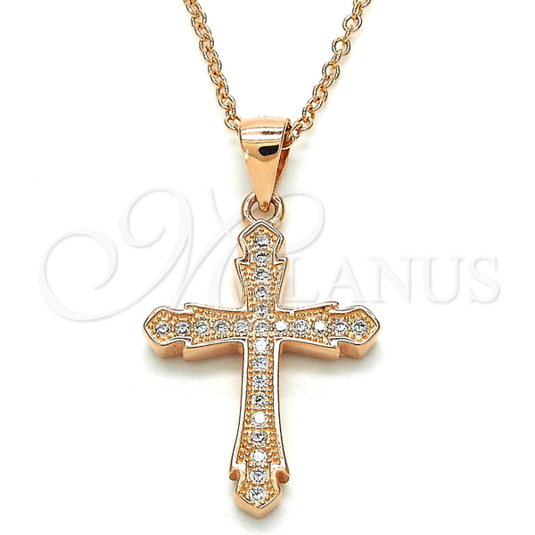 Sterling Silver Necklace — Pendant Necklace Cross Design with White Micro Pave — main product view — SKU 125869 | Plata 925 collar — Pendant Necklace cruz diseño with blanco Micro Pave — SKU 125869