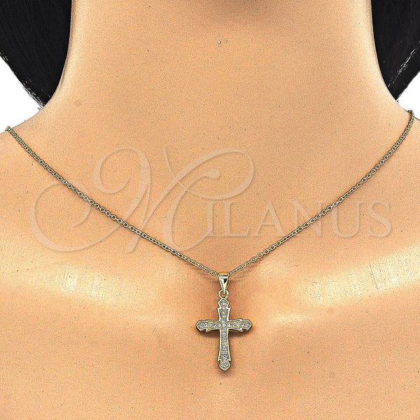 Sterling Silver Necklace — Pendant Necklace Cross Design with White Micro Pave — alternate product view — SKU 125870 | Plata 925 collar — Pendant Necklace cruz diseño with blanco Micro Pave — SKU 125870