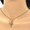 Sterling Silver Pendant Necklace, Cross Design, with White Micro Pave, Polished, Golden Finish, 04.336.0125.2.16 (01 MM Thickness, 16 Inches Length)