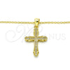 Sterling Silver Pendant Necklace, Cross Design, with White Micro Pave, Polished, Golden Finish, 04.336.0125.2.16 (01 MM Thickness, 16 Inches Length)