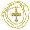 Sterling Silver Pendant Necklace, Cross Design, with White Micro Pave, Polished, Golden Finish, 04.336.0125.2.16 (01 MM Thickness, 16 Inches Length)