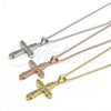 Sterling Silver Pendant Necklace, Cross Design, with White Micro Pave, Polished, Golden Finish, 04.336.0125.2.16 (01 MM Thickness, 16 Inches Length)