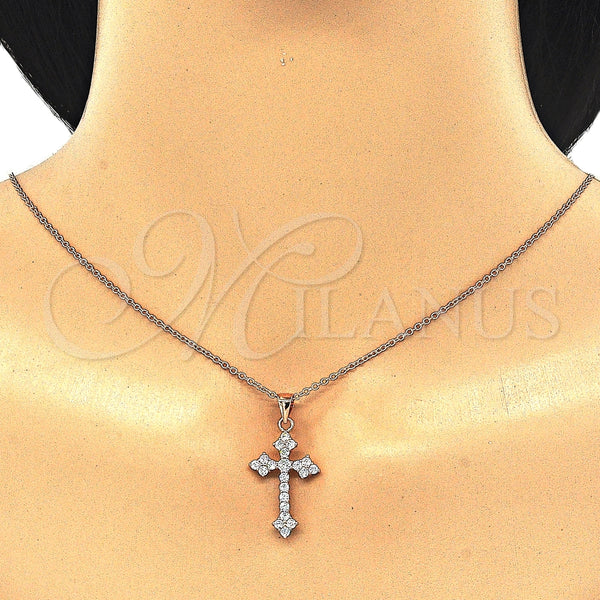 Sterling Silver Necklace — Pendant Necklace Cross Design with White Cubic Zirconia — alternate product view — SKU 125872 | Plata 925 collar — Pendant Necklace cruz diseño with blanco Cubic Zirconia — SKU 125872